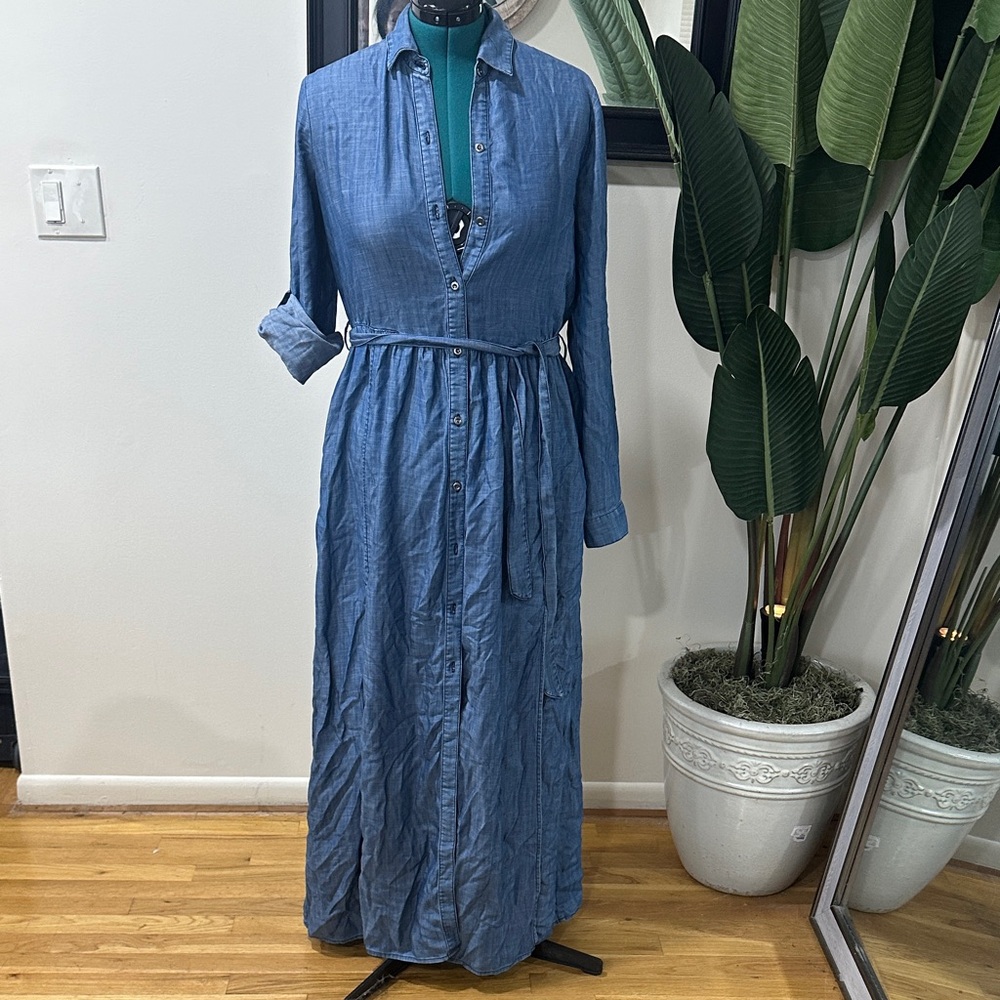 Blue Button-Up Maxi Dress